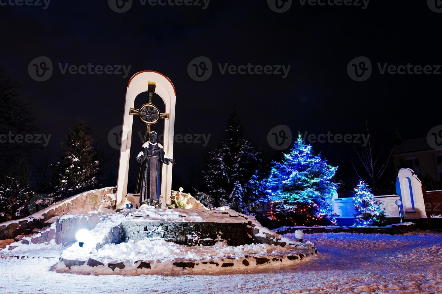 monument of St. Francis at frozen evening photo