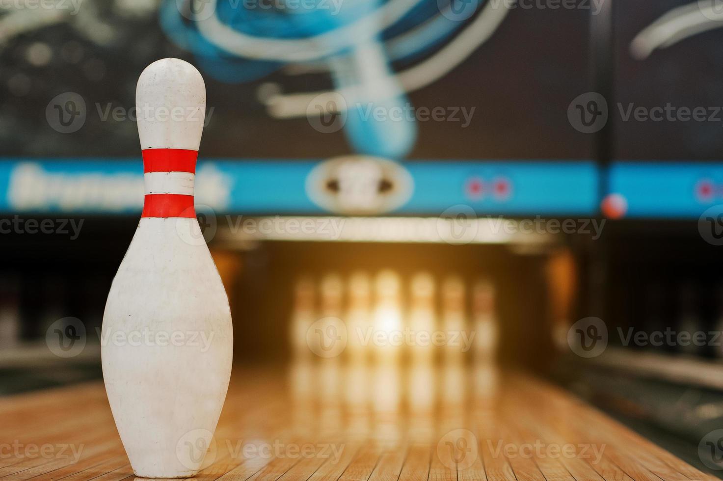 One bowling pin background bowling lane photo