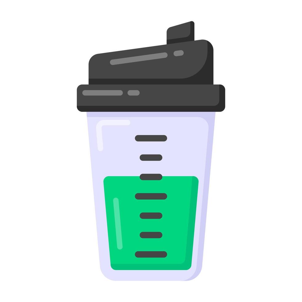 Flat sports shaker protein drink icon vector