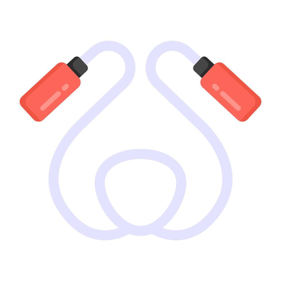 Fitness string equipment, flat icon of skipping rope vector