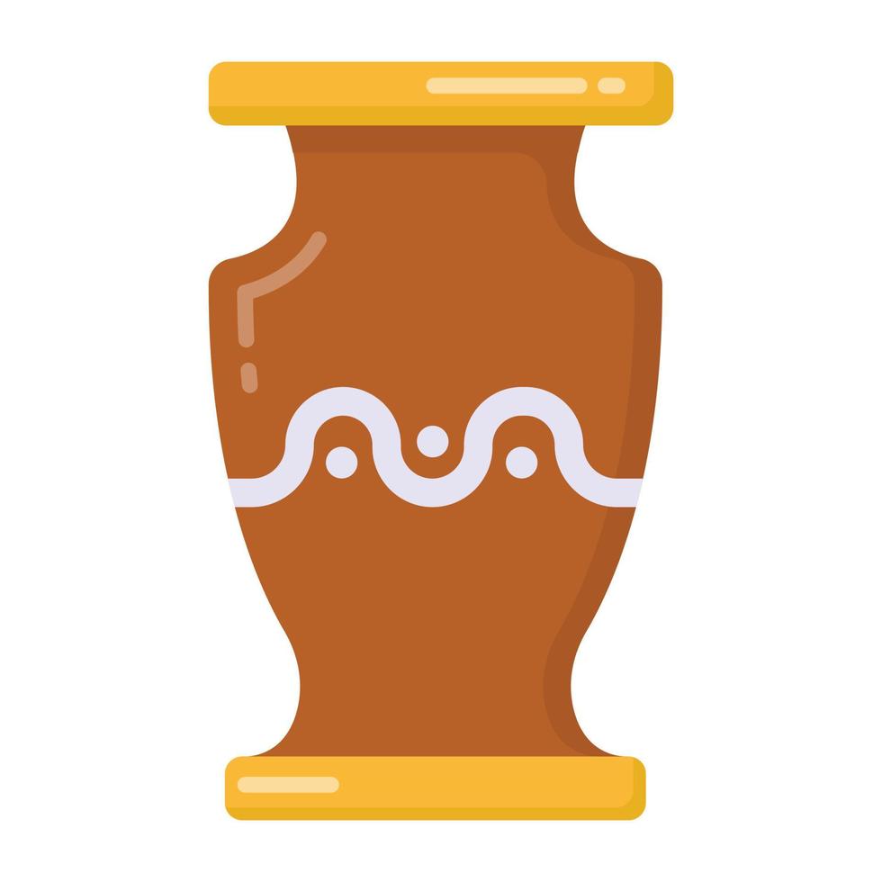 A vintage urn pottery, flat icon vector
