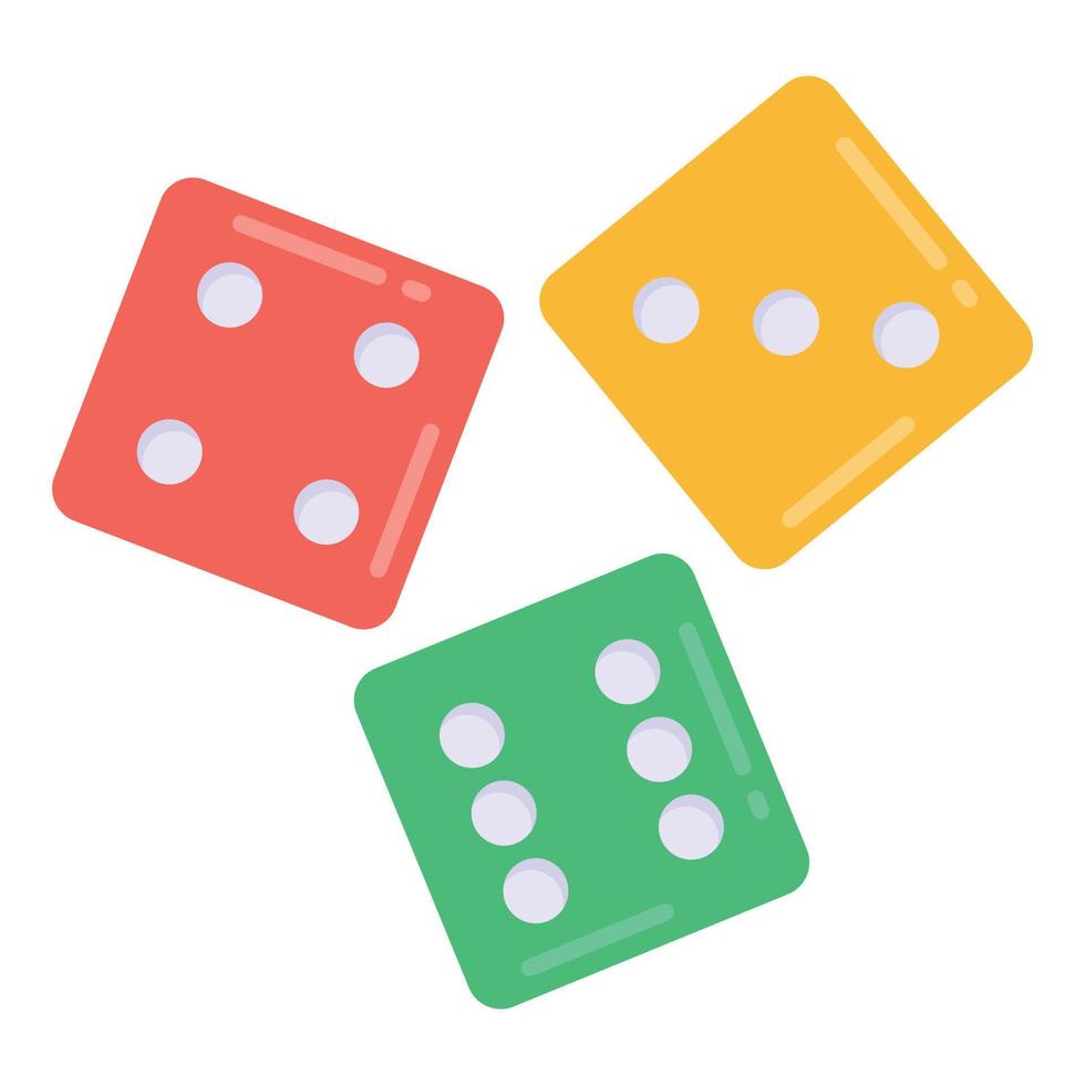 Dices in flat style icon, board games vector