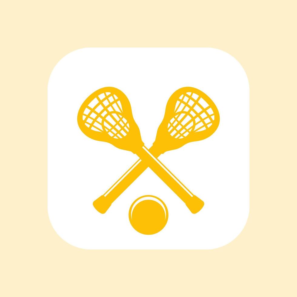 icono de lacrosse, signo vectorial, palos y pelota sobre blanco vector