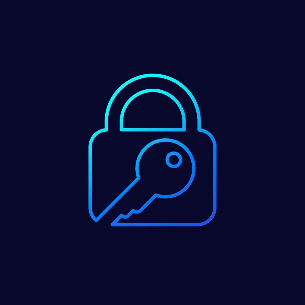 Lock and key icon, line vector