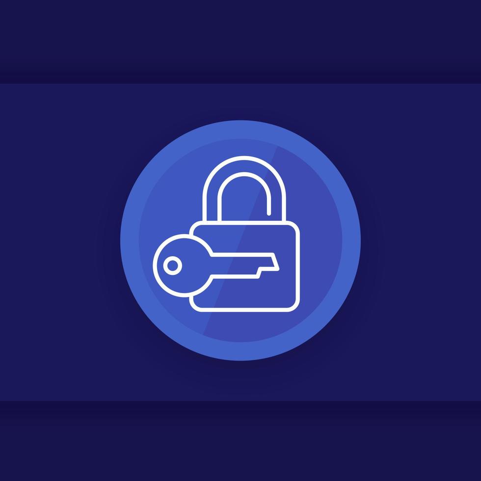 Lock and key line icon, vector design
