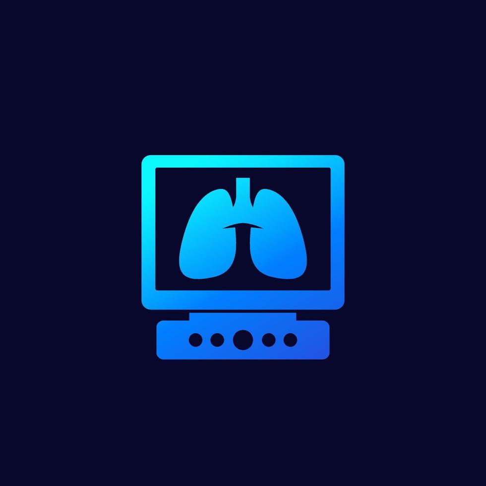 pulmones en el icono de vector de pantalla