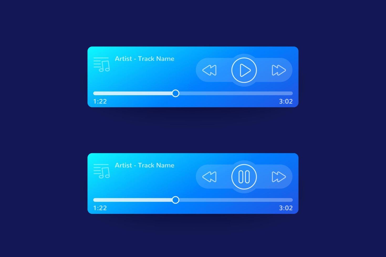 Music player ui, interface design for mobile apps and web vector