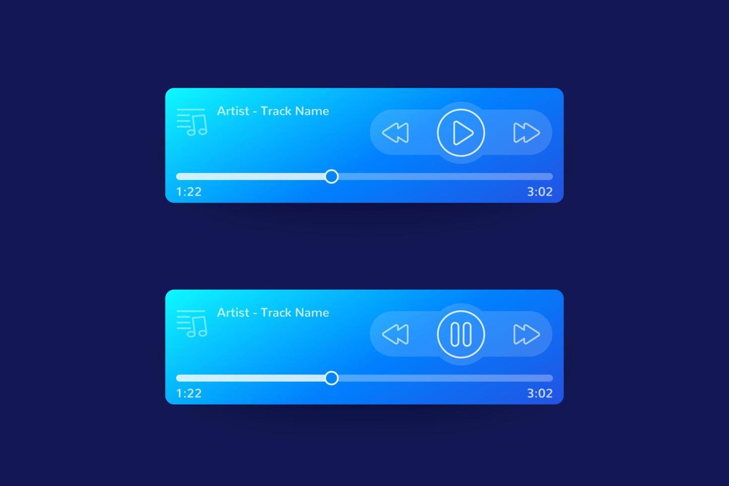 reproductor de música ui, diseño de interfaz para aplicaciones móviles y web vector