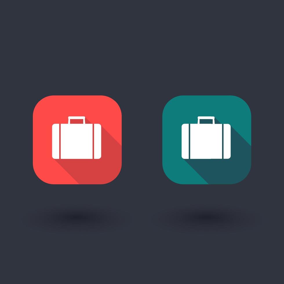 icono de maleta, estuche, vector de maleta, viaje de negocios, viaje, icono cuadrado redondeado plano, ilustración vectorial