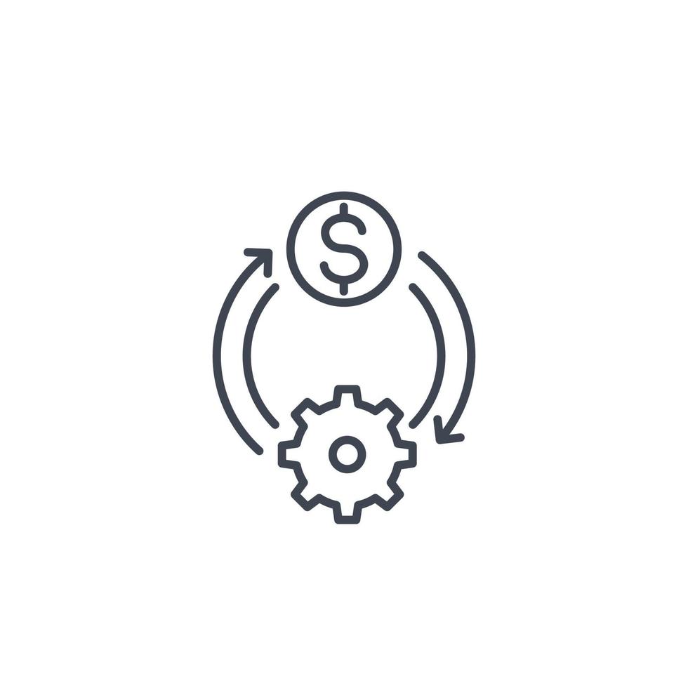rentabilidad, optimización, icono de línea de gestión de dinero vector