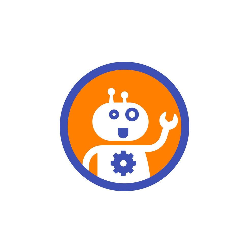 robot, support bot icon on white vector