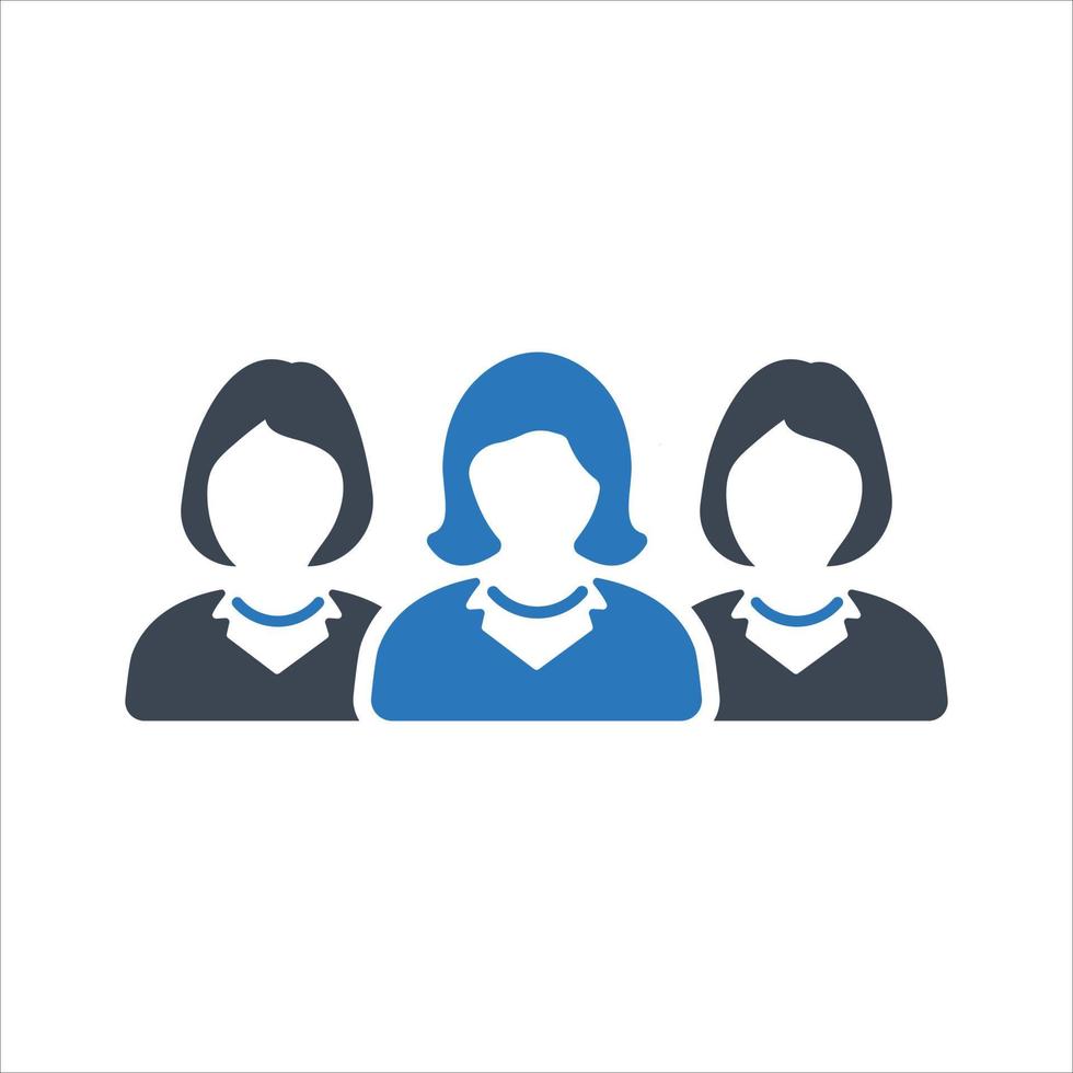 Business team, group, leadership icon on white background vector