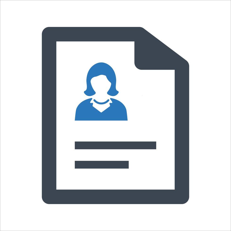 Employee profile, portfolio, resume icon on white background vector