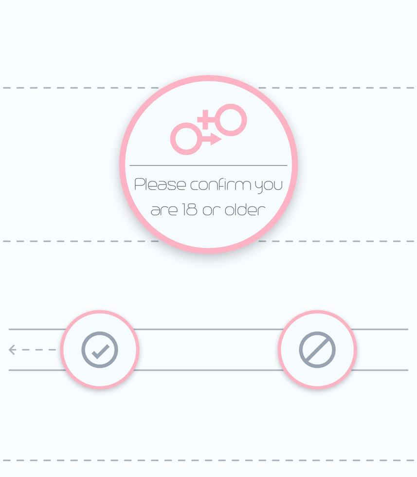 Adult content confirmation window, page, modern concept vector