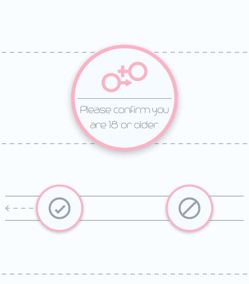 ventana de confirmación de contenido para adultos, página, concepto moderno vector