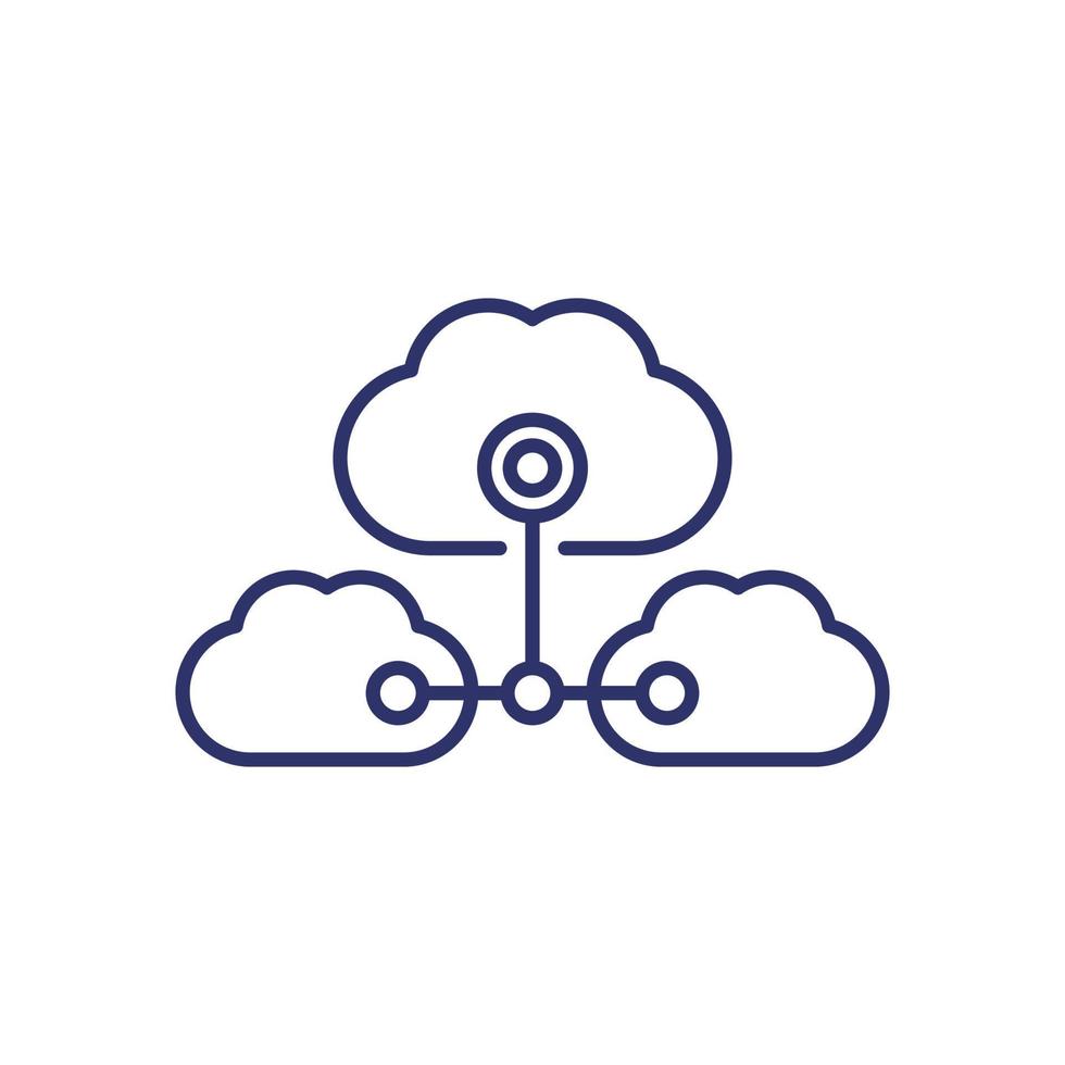 Cloud services, saas line icon vector
