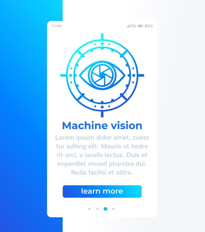 Machine vision mobile banner with icon vector