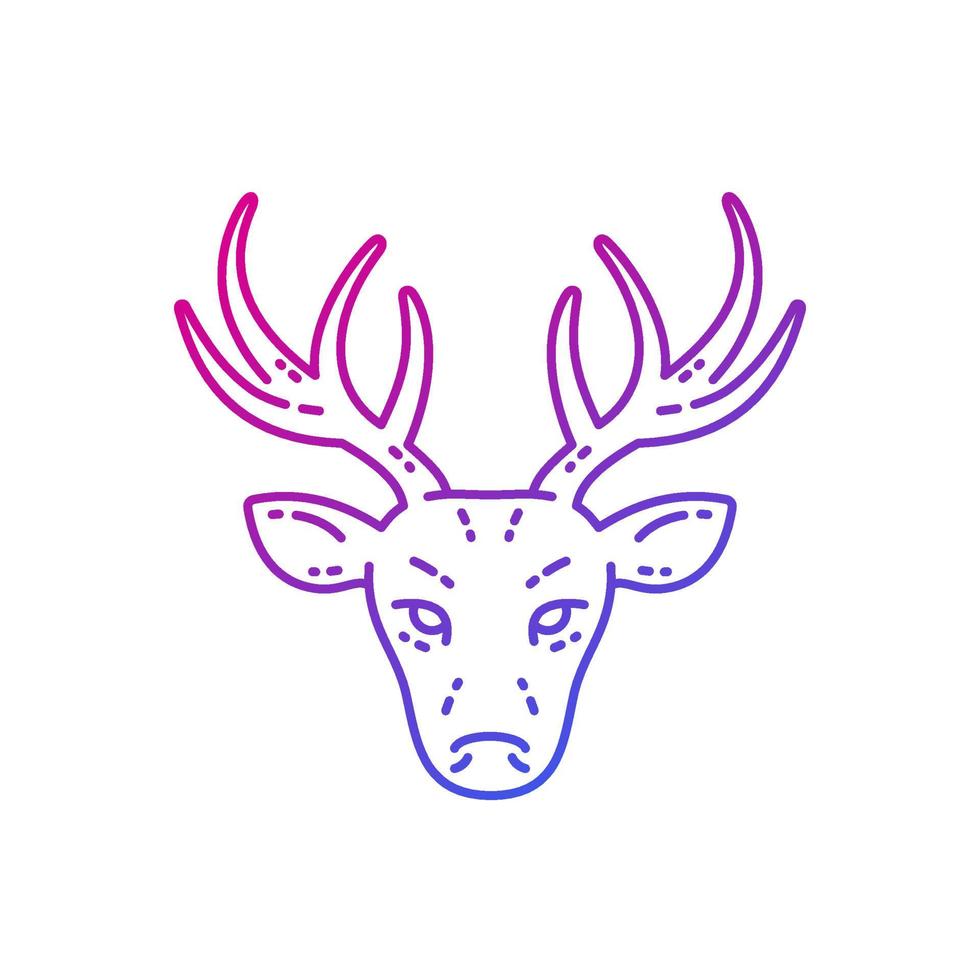 deer head, stag line vector illustration