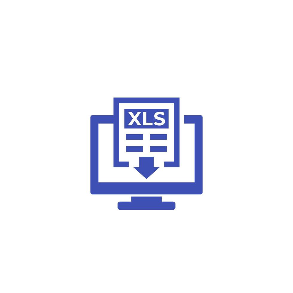 download xls document in computer vector icon