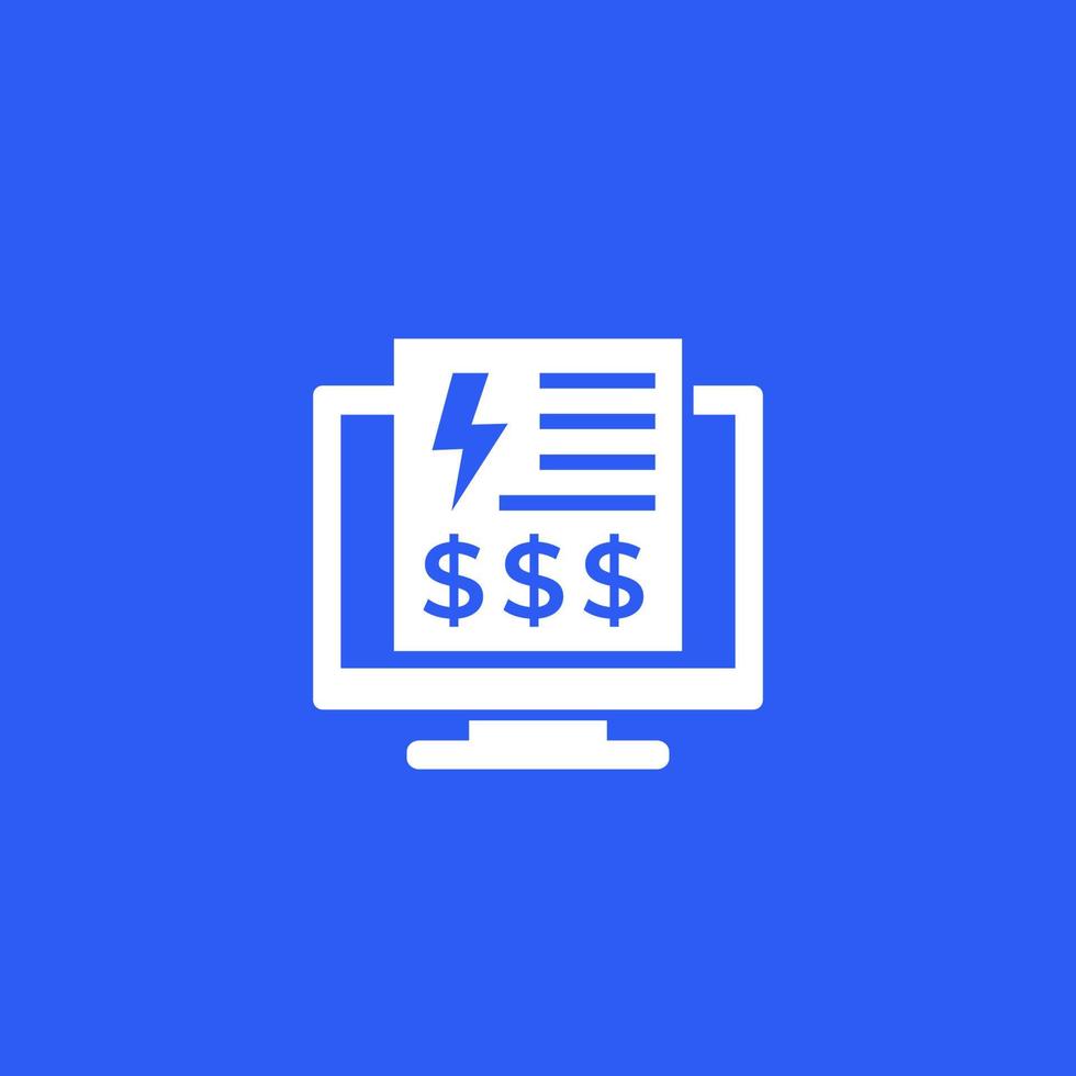 electricity bill, payment icon, vector