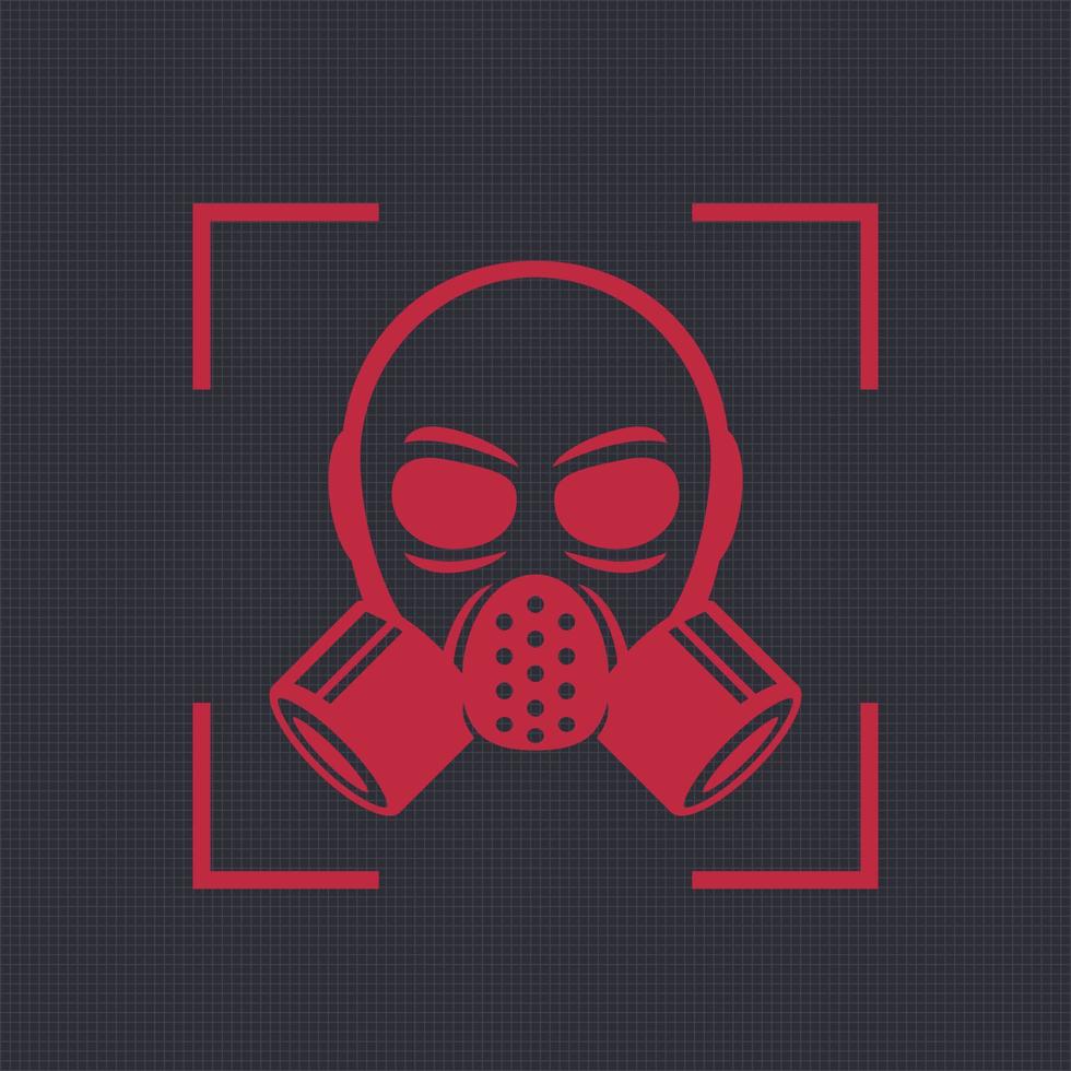 máscara de gas, icono de respirador, símbolo de riesgo biológico vector