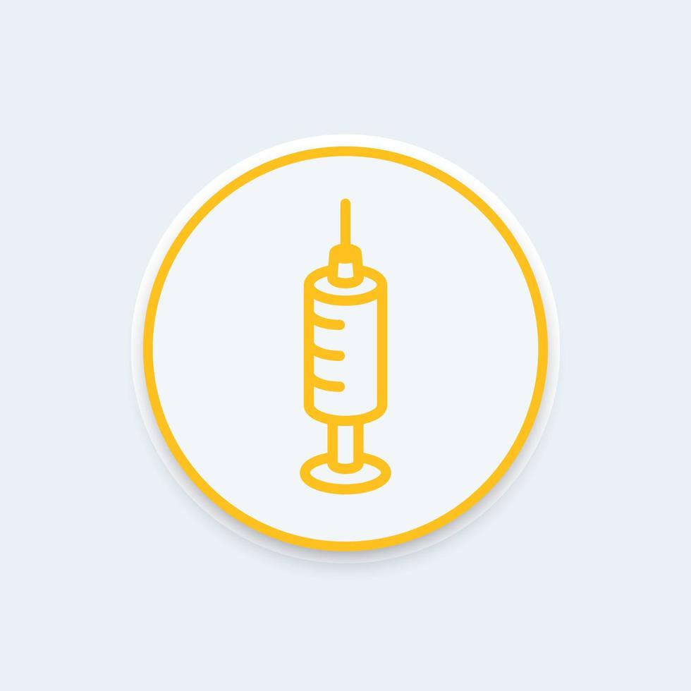 syringe line icon, syringe sign, medicine, syringe vector icon, drug, health care round icon, vector illustration