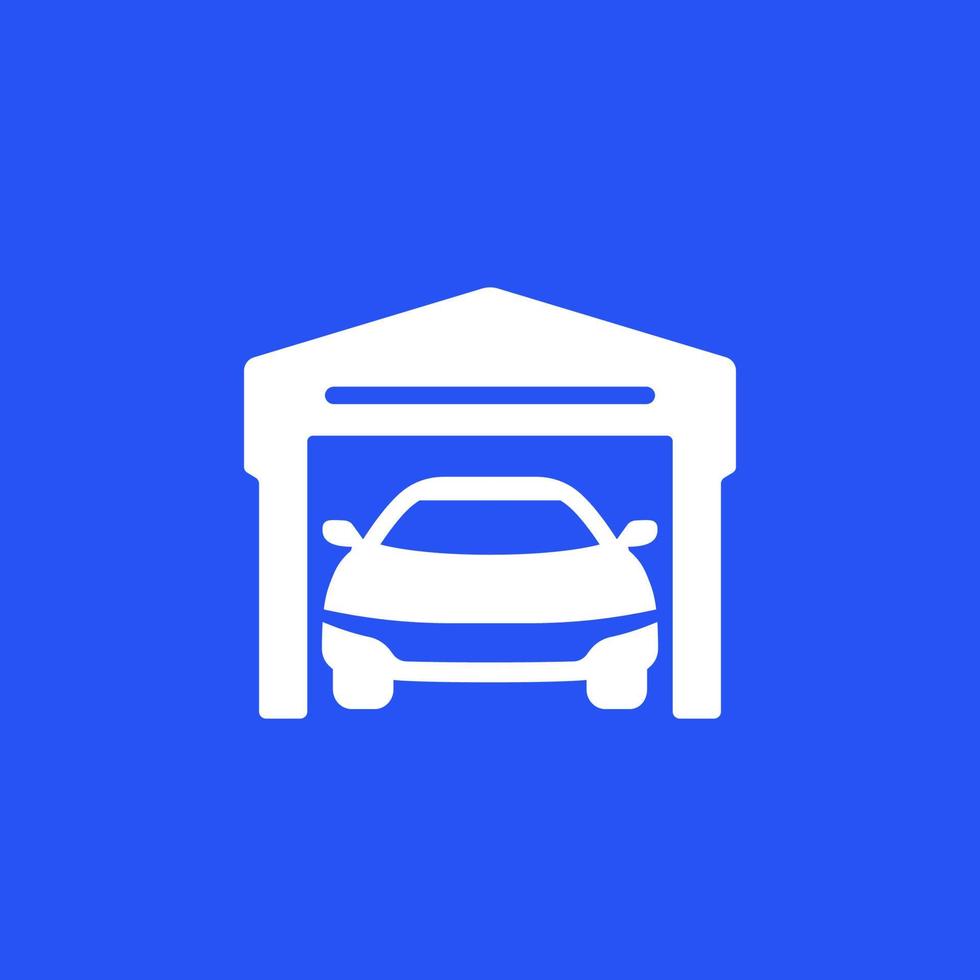 icono de garaje con coche, vector