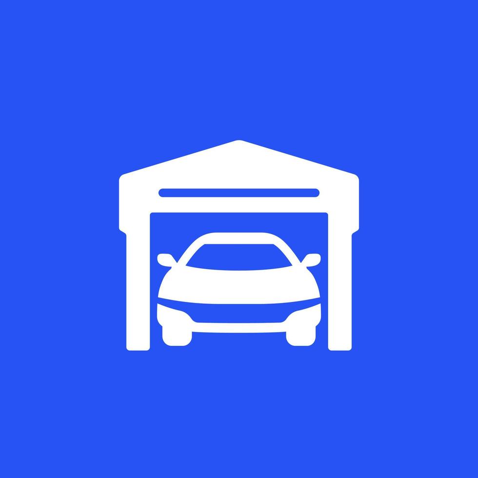 Garage icon with car, vector