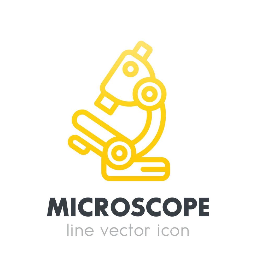 icono de microscopio en estilo de línea aislado en blanco vector