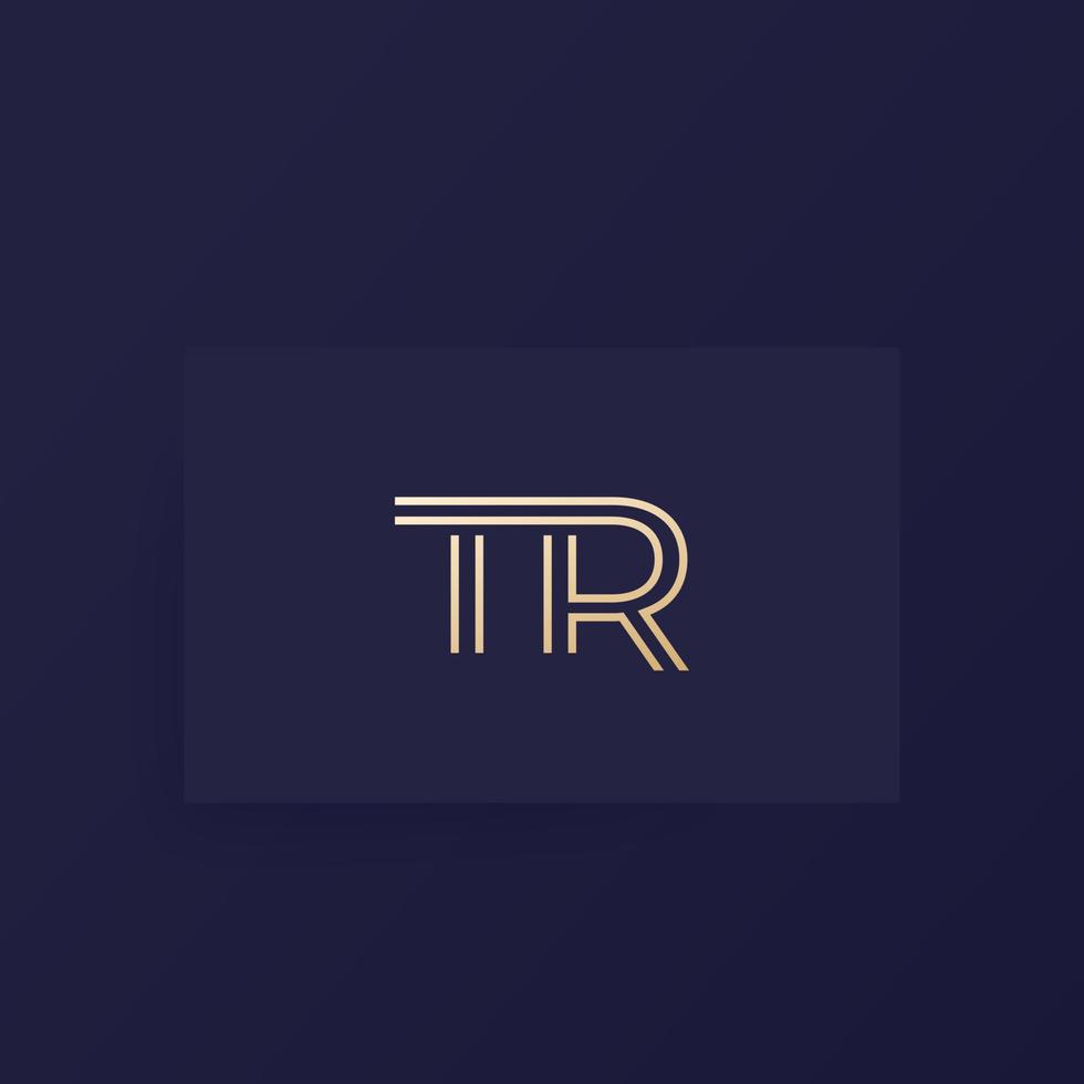 TR letters, vector monogram, logo on card