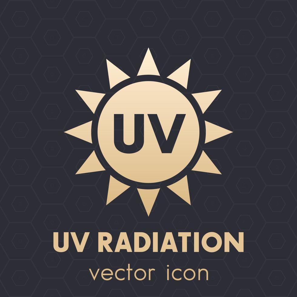 UV radiation icon, vector symbol on dark