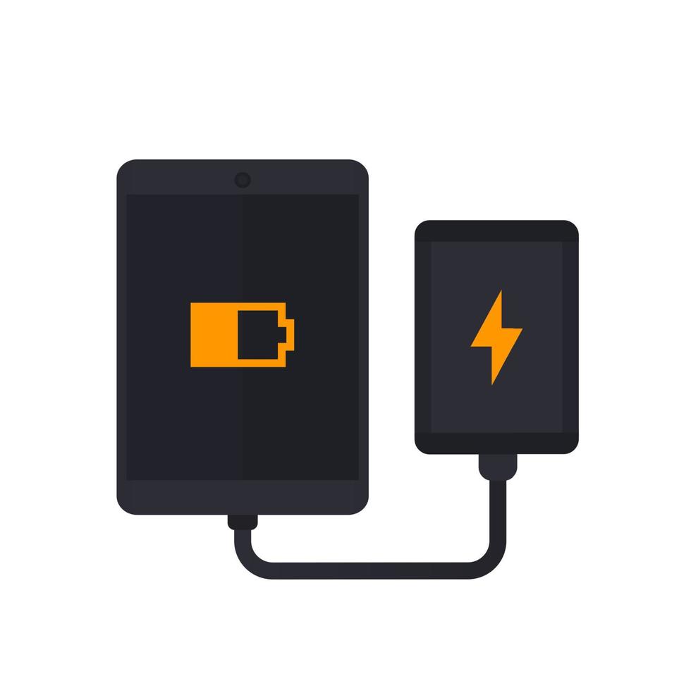 power bank charging tablet, portable charger vector illustration