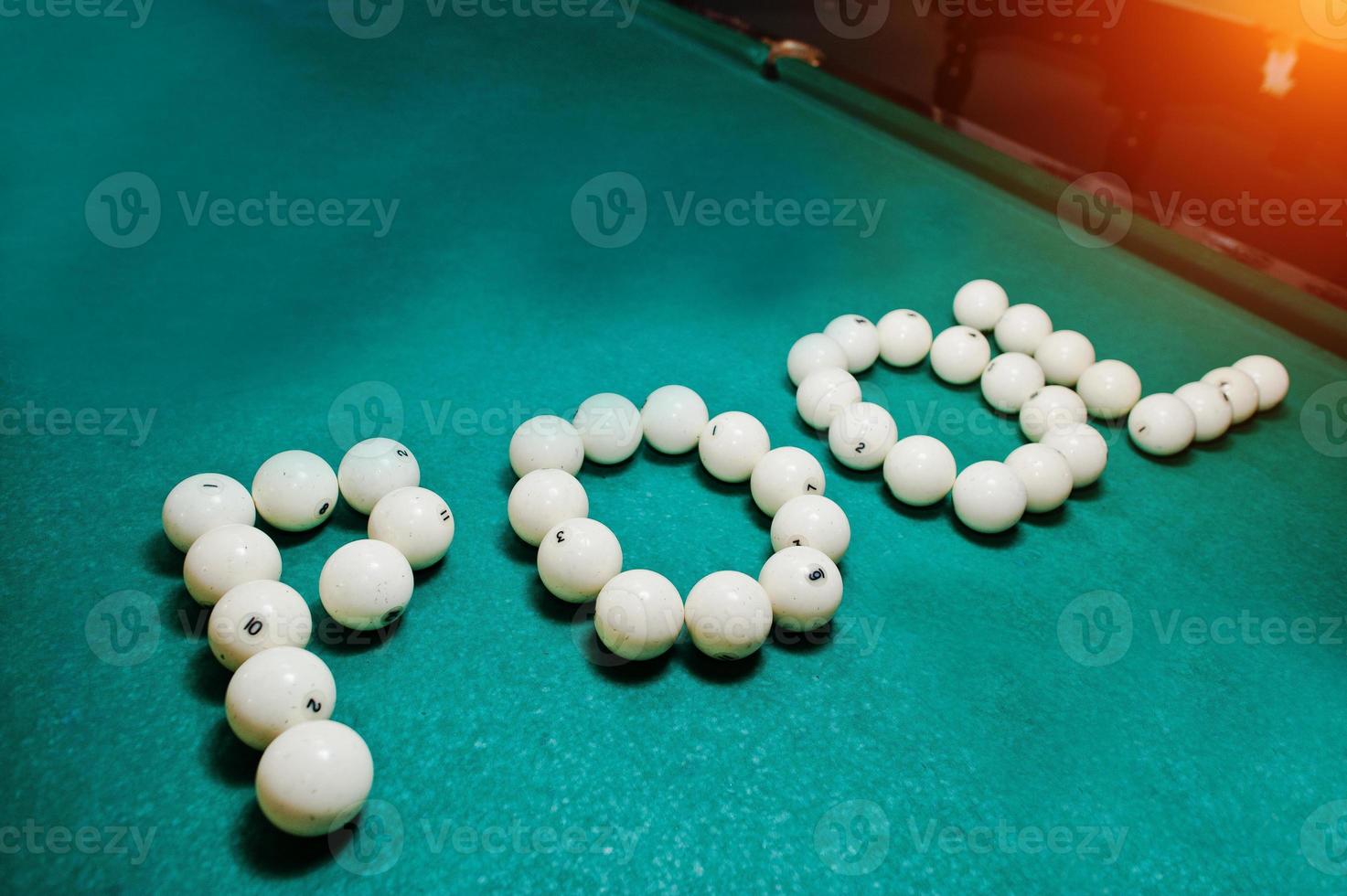 The word pool from billiard balls photo