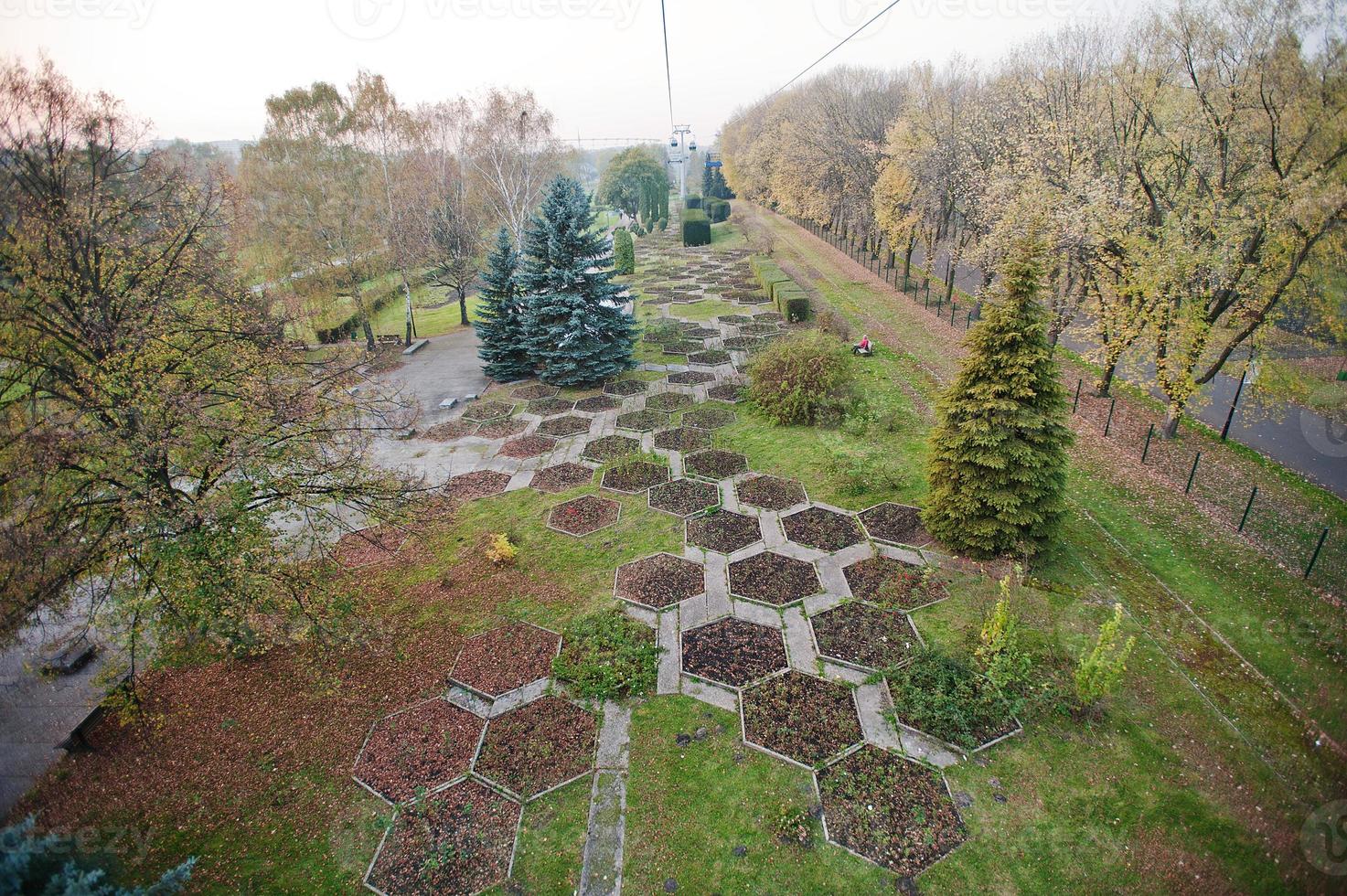 Aerial view from cable car of park at Upper Silesia, Katowice and Chorzow attractions, Poland photo