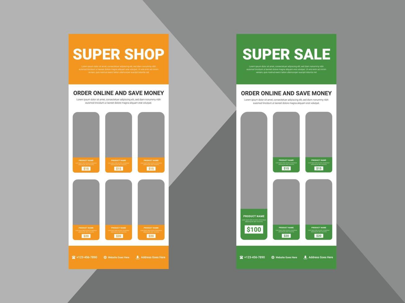 supermarket roll up banner design. super sale banner template. discount sale flyer, dl flyer design. vector