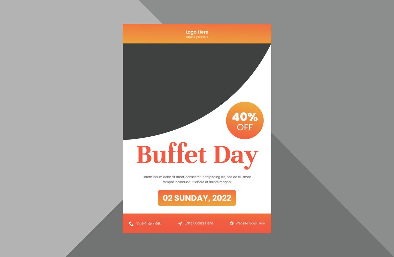 national buffet day flyer template, poster. buffet fest promotion flyer design. cover, poster, flyer, print-ready vector