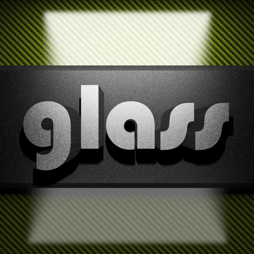 glass word of iron on carbon photo