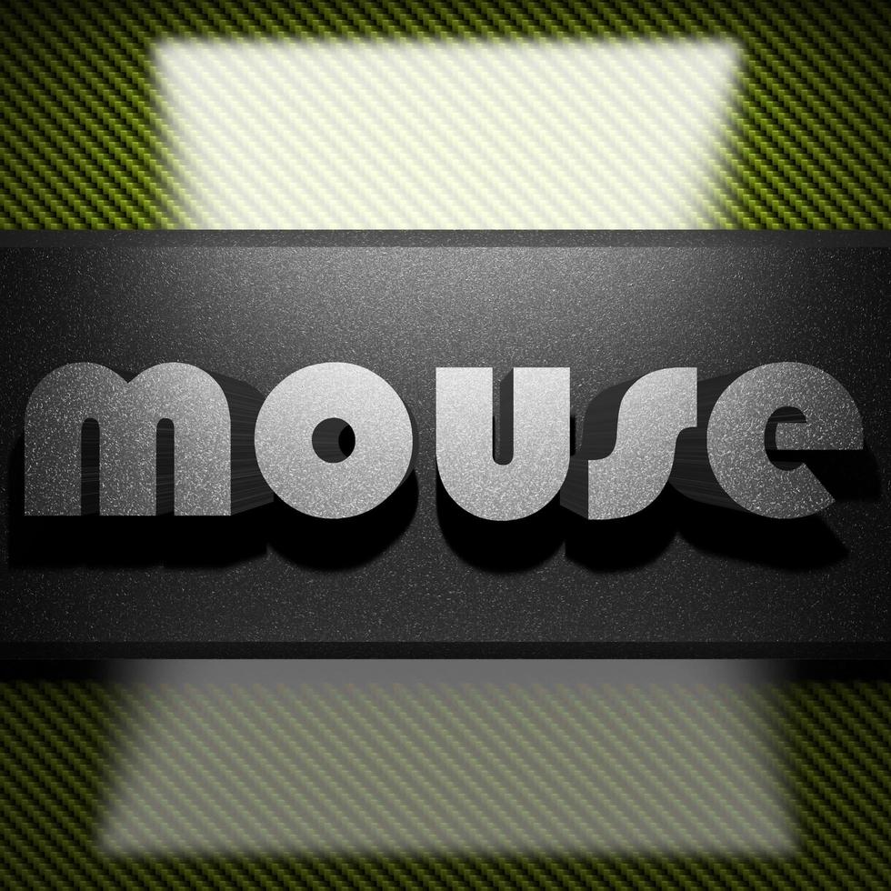 mouse word of iron on carbon photo