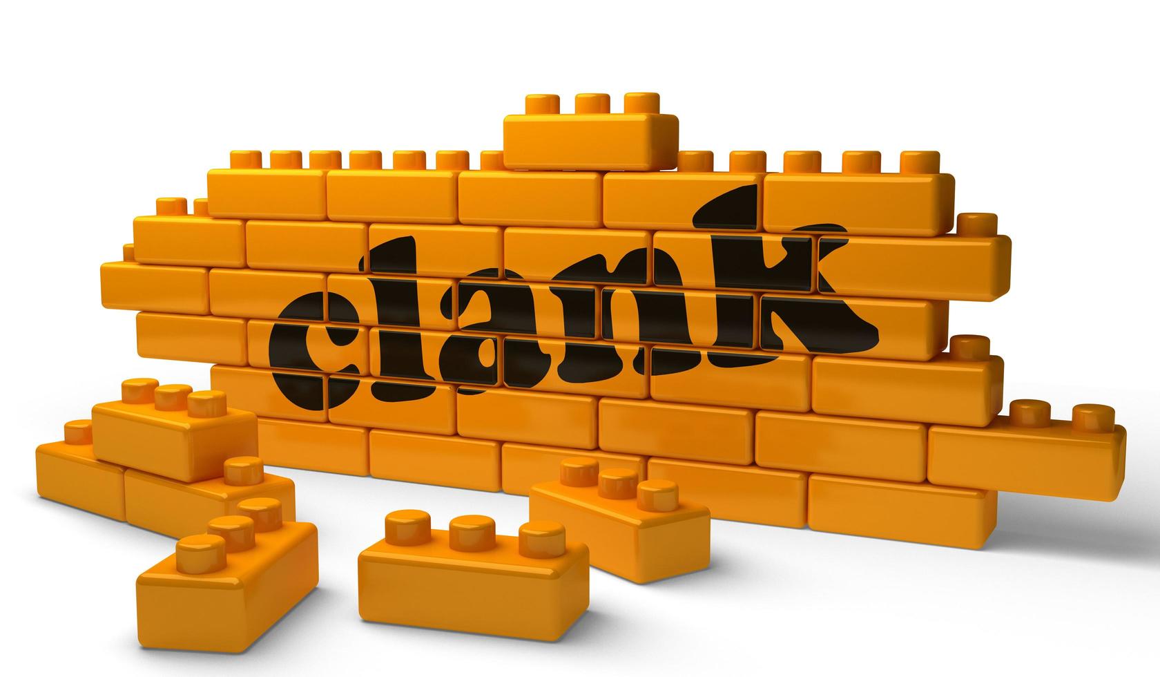 clank word on yellow brick wall photo