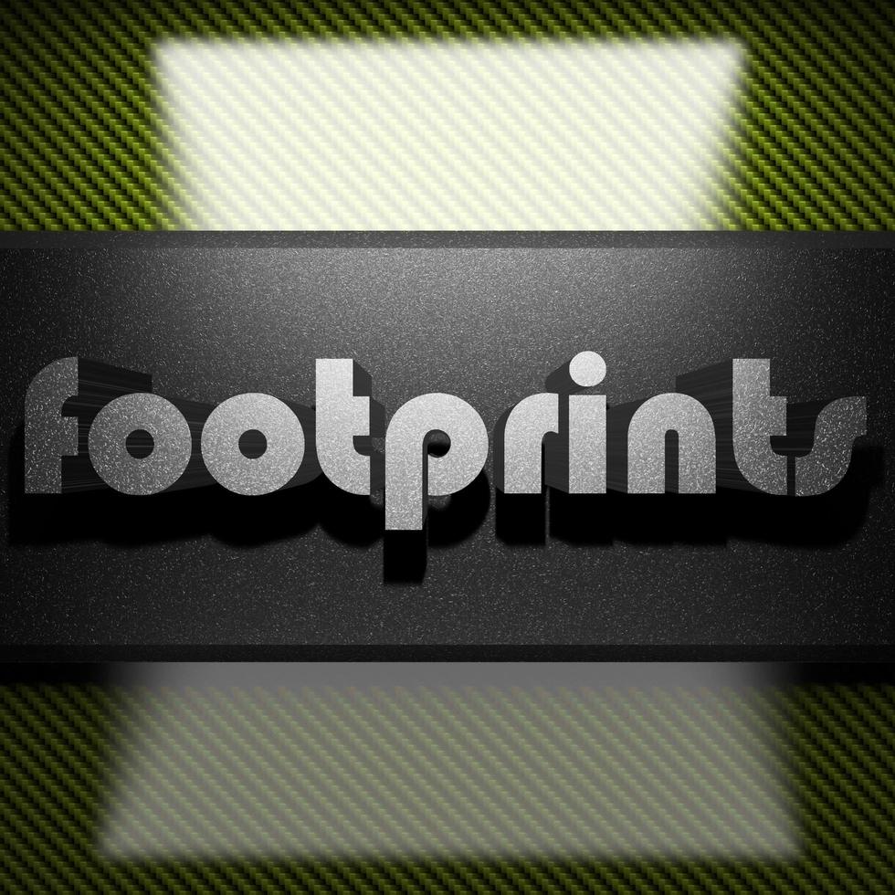 footprints word of iron on carbon photo