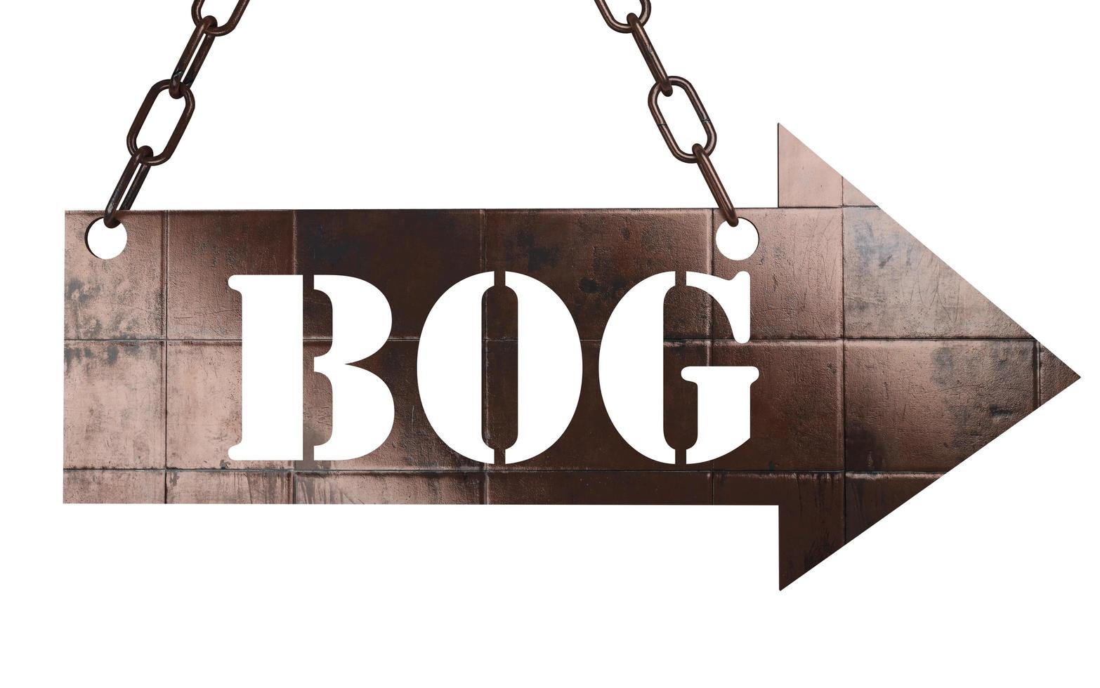 bog word on metal pointer photo