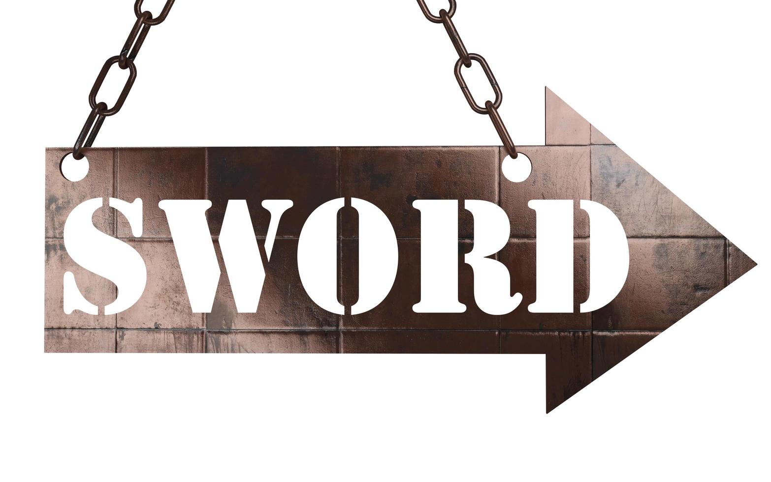 sword word on metal pointer photo