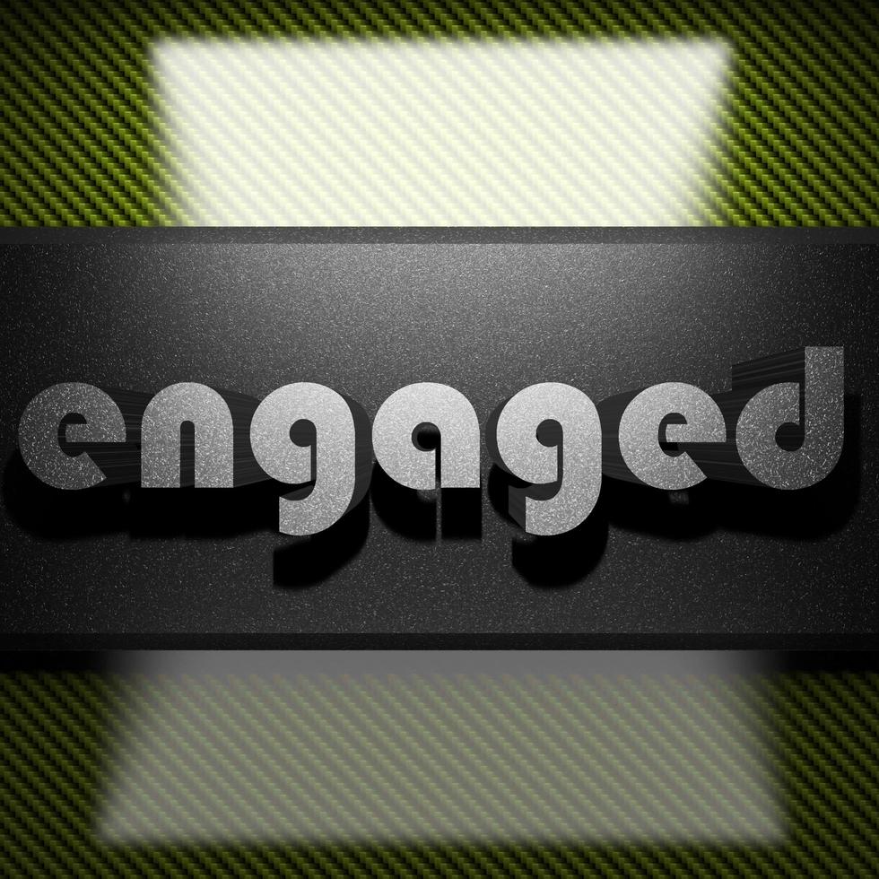 engaged word of iron on carbon photo