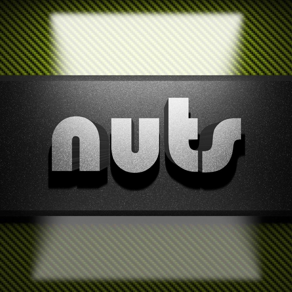 nuts word of iron on carbon photo