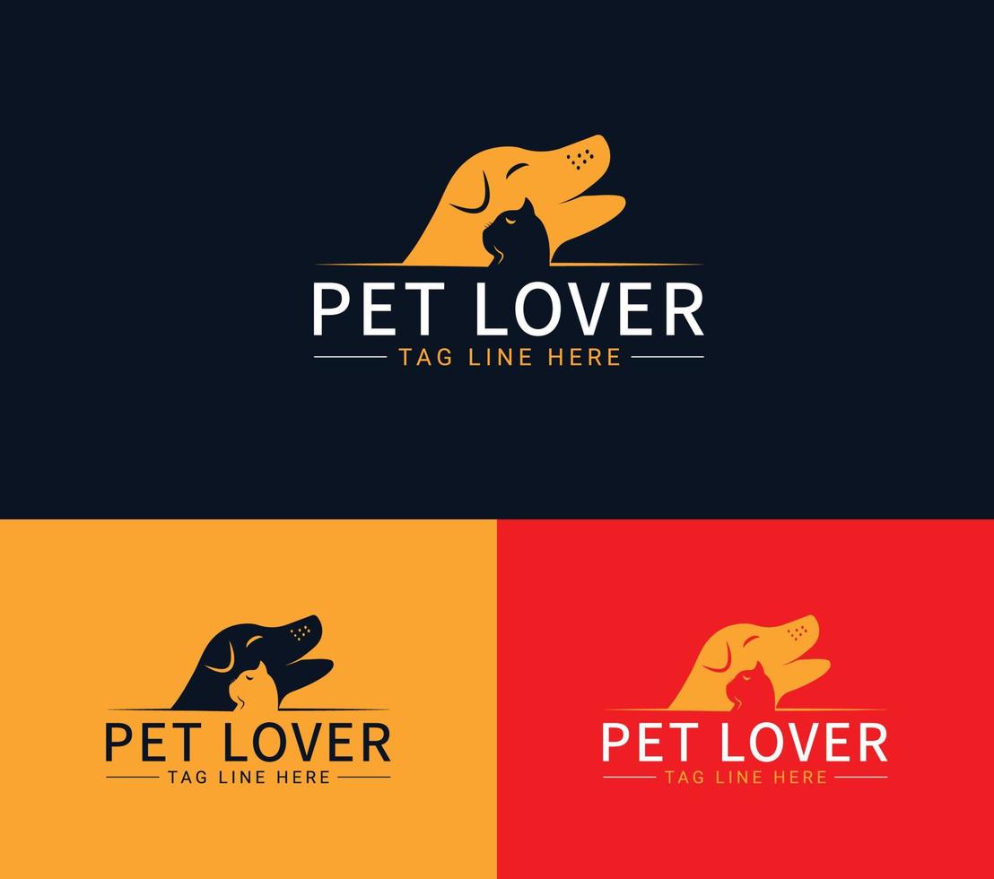 cuidado de los amantes de las mascotas diseño de logotipo mínimo creativo vector