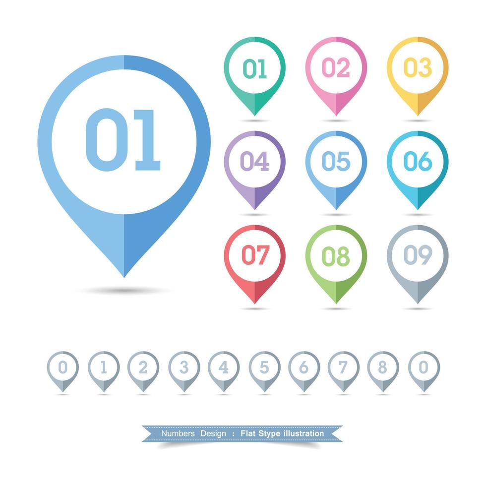 Numbers  Icon set with full color vector design element