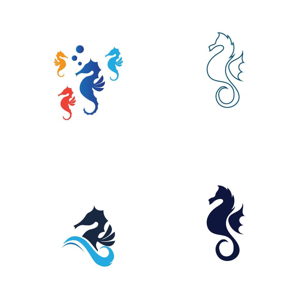 set of sea horse vector