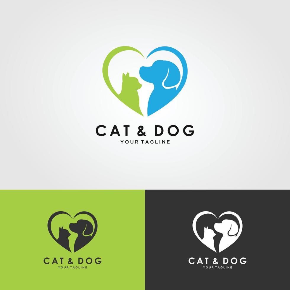 vector de diseño de logotipo de perro y gato.