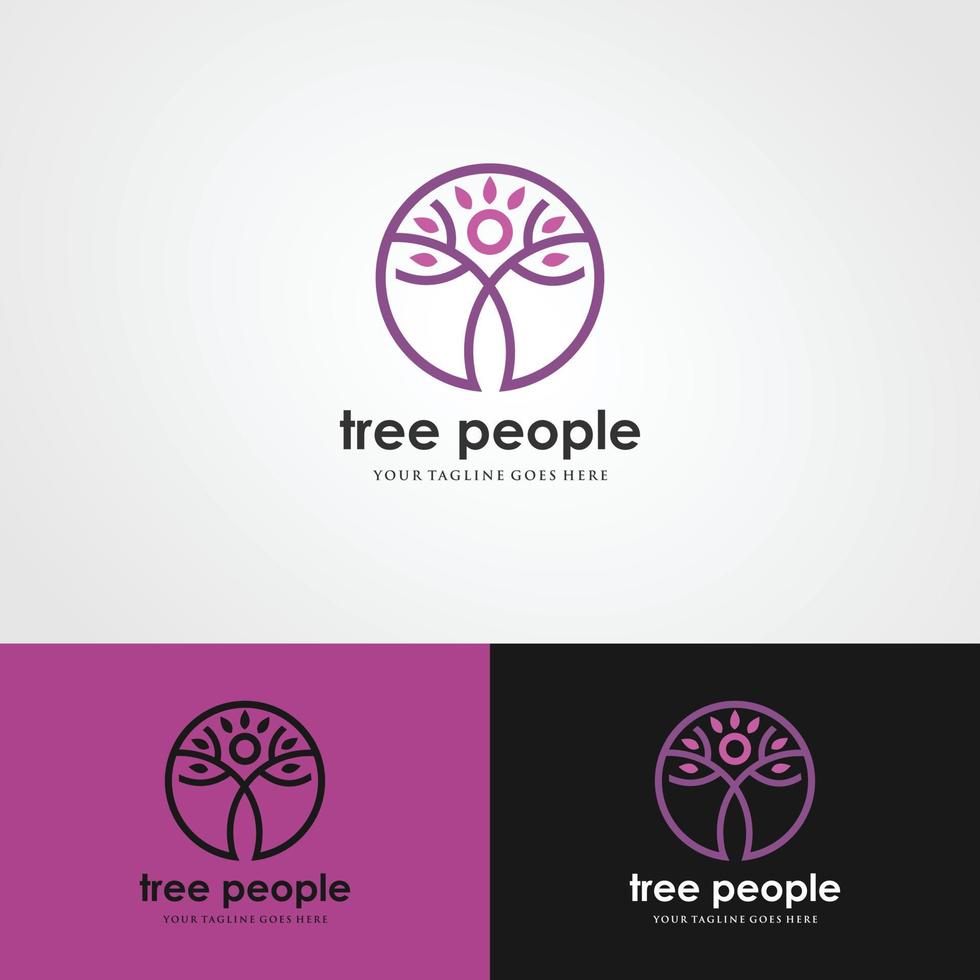 Tree yoga logo. Silhouette of a person in meditation in a round frame. The image of nature, the tree of life. Design of the emblem of the trunk, leaves, crown and roots of the tree.Yoga logo vector, vector