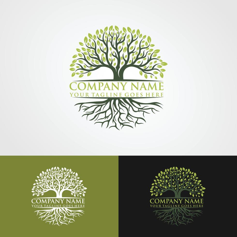 Roots Of Tree logo illustration. Tree vector silhouette.